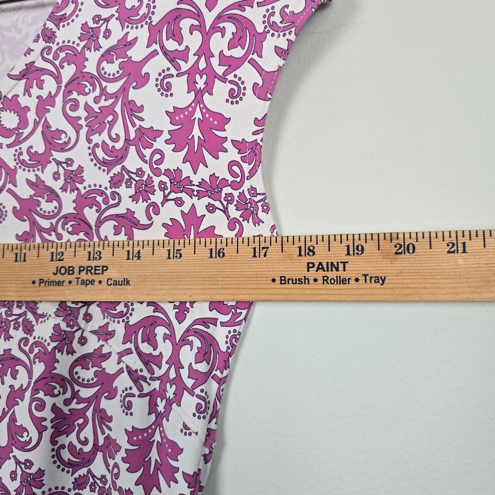 Title Nine Pink White Floral Active Boho Dress Small Stretch Sleeveless Summer‎ - Picture 4 of 7